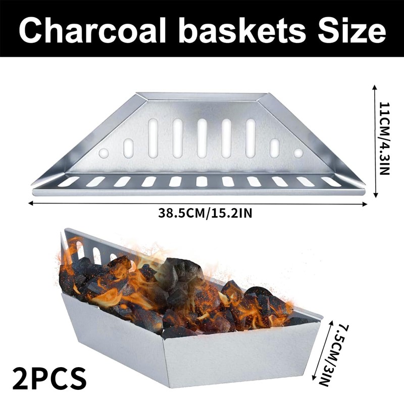 Zalizr 2 Pcs Charcoal Baskets, Steel Charcoal Holders for BBQ,