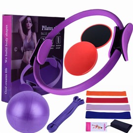 Pilates Ring Circle,Pilates Equipment for Home Workouts Pilates Ring and Ball Set Resistance Bands & More Perfect for Home Pilates Equipment