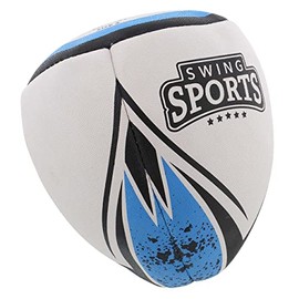 Swing Sports Rugby Ball - White, Black, and Blue Regulation Size 5 Match Rugby Training Ball for Practice or Gameplay