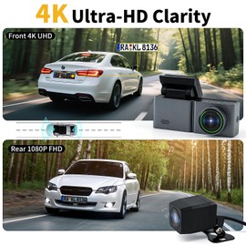 Masdio 4K+1080P Dual Dash Cam Front and Rear - WiFi App Control, 3.2" LCD Screen, 32GB Card, G-Sensor, Loop Recording, Super Night Vision, Emergency Lock, 24/7 Parking Monitor