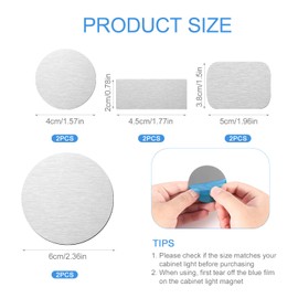 8pcs Under Cabinet Light Magnetic Sticky, Strong Adhesive Backing Magnet Stickers Replacement Magnetic Strips (Non-Magnetic) Metal Plate for Tablet LED Light Night Light Phone Holder (Blue)