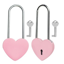 Gradleen Single Heart Lock with Key 3.5 Inches,50mm Love Padlock Matte Finish Pink Metal Love Lock for Lovelock Bridge,Card Box,Jewelry Box,Diary Book,Handbag