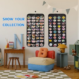 Monciysn 2 Pack Hanging Sticker Display, Double-Sided 80 Pockets Wall Hanging Sticker Organizer Storage, Sticker Holder for Vendor Events and Trade Shows (Black)