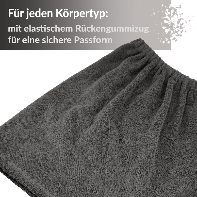 Lashuma Saunakilt Men's Grey Terry Cloth Lillby Sauna Towel with