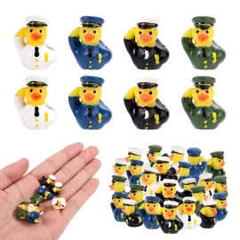 40pcs Mini Veteran Tribute Ducks, Resin Miniature Military Soldier Ducks Small Tiny Funny Uniform Toys Practical Decoration Accessories for Micro Landscape Garden Home Car Party