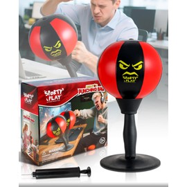 Desktop Punching Bag with Double Suction Cup Base for Stress Relief–Upgraded Spring & Durable Tabletop Boxing Ball for Office or Home, Makes a Fun and Unique Gift for Coworkers, Friends, and Children