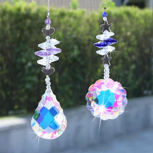 Pack of 2 Crystal Suncatchers, Crystal Rainbow, Glass Crystal Ball,