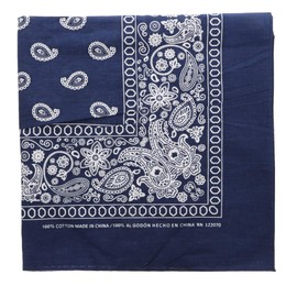 Motique Accessories Extra Large Paisley Bandana 27x27 Inch - Navy