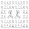 WANDIC 50 Pcs White Ribbon Metal Pins, Memorial Ribbon Alloy