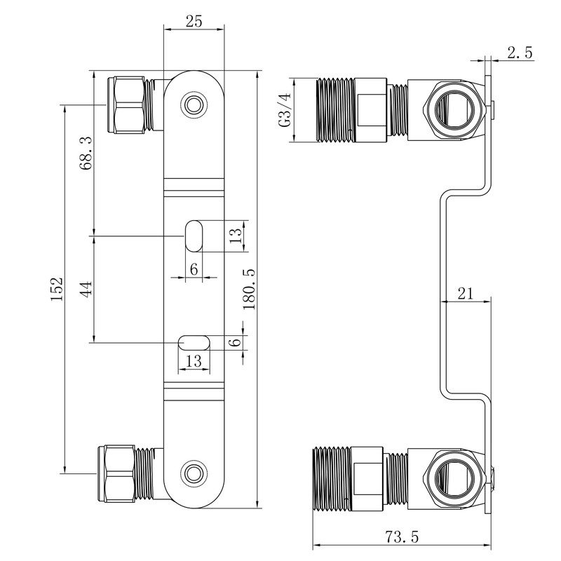 OMOTOOL Concealed Shower Faucet Wall Bracket Positioner Connector 15mmx1/2'' for