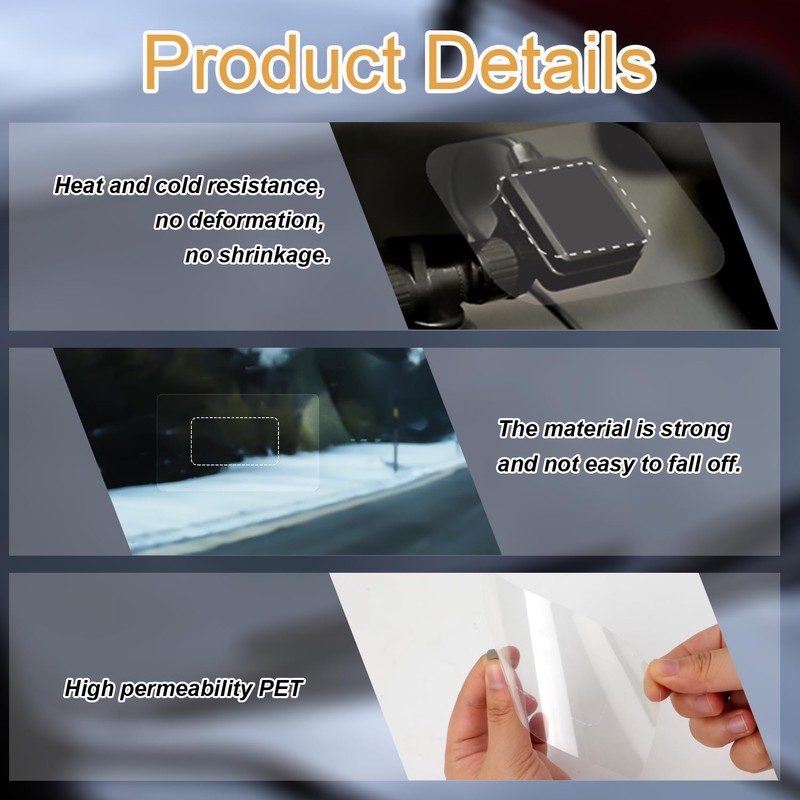 8pcs Windshield Dashcam Stickers, Transparent Electrostatic Sticker Weatherproof Windshield Camera