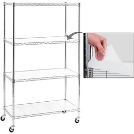 Catalina Creations EFINE 4-Shelf Wire Shelving Rack, Chrome Shelving Units and Storage on 3'' Wheels with 4-Shelf Liners, Adjustable Heavy Duty Steel Wire Shelving Unit for Garage, Kitchen, Office