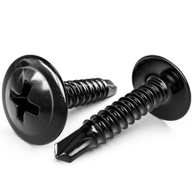 mxuteuk #8×1/2" & 5/8" Truss Head Blcak Self Tapping Screws,410 Stainless Steel Self Tapping Screws for Metal (100PCS)