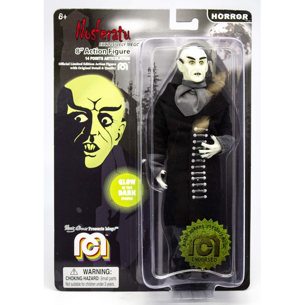 Mego Action Figures, 8” Glow in The Dark Nosferatu with Black Coat  (Limited Edition Collector’s Item)