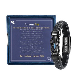 YADOCA Bracelet for My Son, Men's Leather Bracelet for Son Birthday Christmas Gifts, Son Bracelet from Mum Dad, Gifts for Teenagers Boys, Leather