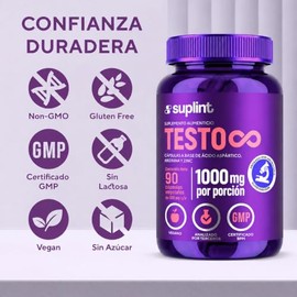 TESTO Suplemento para Hombre con Ácido Aspártico, Fenogreco, L-Arginina y Zinc – Vegano – Sin Gluten – 90 Cápsulas