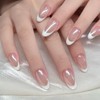 Press on Nails Almond - White Aurora French Tip False