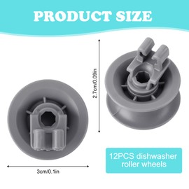 YOTINO 12 Dishwasher Wheels, Basket Rollers, Dishwasher, Plastic Pulley, Basket Roller, Dishwasher Replacement Parts, Compatible with 00611666 00165313 Dishwasher