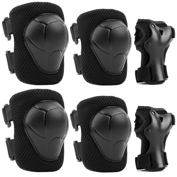 Jim's Store Children's Knee Pads Elbow Pads Wrist Guard Set for Outdoor Sports Protective Equipment Protectors Inline Protectors Skateboard Scooter Cycling, black