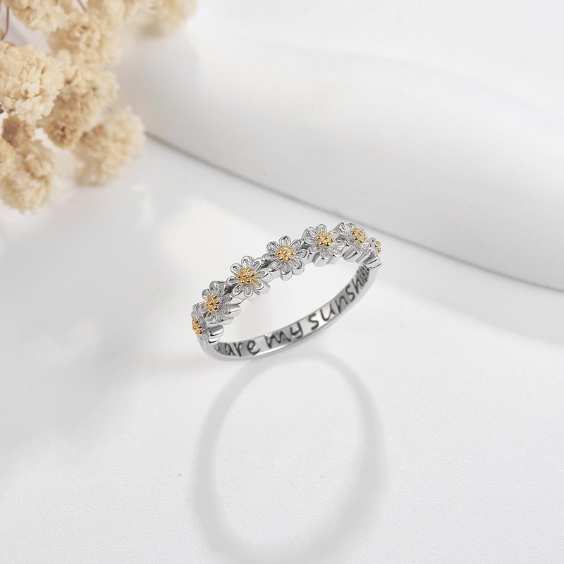 URONE Daisy Ring 925 Silver Daisy Jewelry Daisy Gifts for
