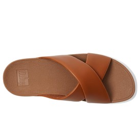 Fitflop Women's LULU Cross Slide-Leather Sandal, Light Tan, 7