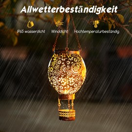 JOYCREATOR Solar Lantern for Outdoor Hanging, Metal Solar Lanterns for Outdoor Use, IP65 Waterproof, Warm White Vintage Solar Lights for Outdoor, Garden, Outdoor, Balcony, Patios, Path, Christmas (Hot