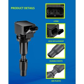 UF764 Ignition Coil Pack Compatible with Hyundai Sonata Santa Fe Tucson with Kia Optima Sorento Sportage with Stinger Genesis G70 L4 2.0L Replace# 27300-2GGA0, GN10730, C988, E1264, IC871(Set of 4)