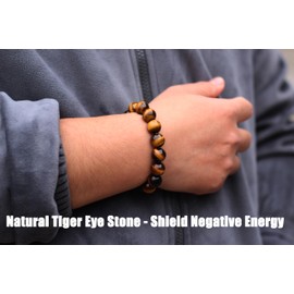 Gold Obsidian Bracelet Silver Obsidian Bracelet, Tiger Eye Bead Bracelet, available in 12mm and 14mm sizes for men and women., 12mm, Crystal, crystal