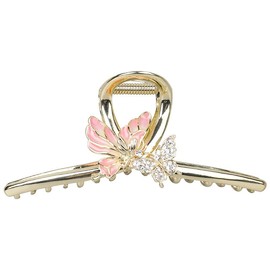 1Pcs Butterfly Hair Claw Clip for Women Glitter Crystal Butterfly Metal Hair Accessories Large Nonslip Clamps (Pink rhinestone, One size)