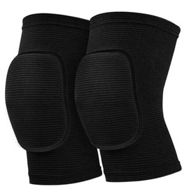 ZHjuju 1 pair Volleyball Knee Pads for Women & Men - Lightweight, Breathable Knee Protection for Sports, Yoga, Pilates, Dance & Work - Elastic Knee Brace with Anti-Slip Thickening Sponge, Black