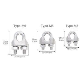 10 pcs Wire Rope Clamp M6, PNXKTXO 1/4" Cable Clamps, 304 Stainless Steel Cable Clip Clamp U Bolt Saddle Fastener