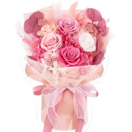 Flowers for Delivery Prime, Mothers Day Gifts for Mom, Pink Rose Preserved Flowers Bouquet for Mothers Wife Girlfriend Grandma, Long-Lasting Real Roses Forever Flowers for Birthday Anniversary