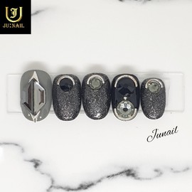 Black Hole Handmade Nail Tips - Short Oval / 블랙홀 수제네일팁 - 숏오발