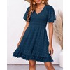 BTFBM Women's Summer Dresses 2024 V Neck Short Sleeve Casual