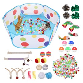 Foxtell Cat Ball Pit Include 229 PCS Interactive Cat Toys for Indoor Bored Self Play Enrichment Toy for Indoor Cats Interactive Fun and Exercise