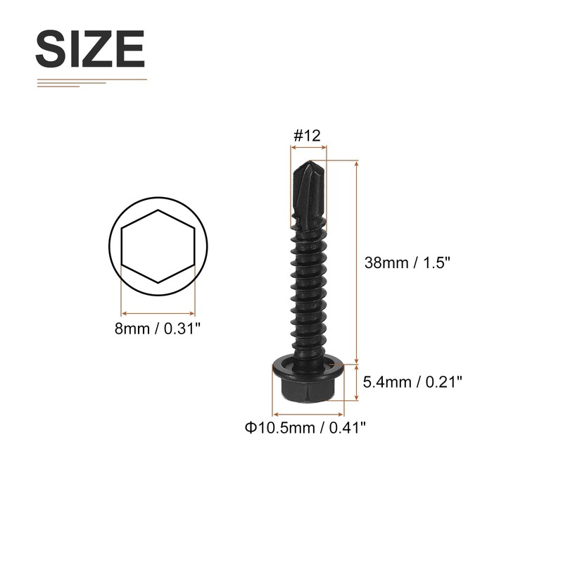 DTGN #12x1-1/4 Hex Washer Head Self Drilling Screws - 50Pack