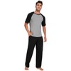 WiWi Men's Short Sleeve Pajamas Set Sleepwear Casual Soft Sleep