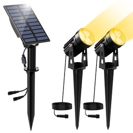 LINQELLY Solar Spotlights Solar Outdoor Lights, Landscape Garden Lights Solar Spot Lights IP65 Waterproof Outdoor Spotlight Auto On/Off Decorative Lighting for Garden Yard Lawn Path 2 in 1