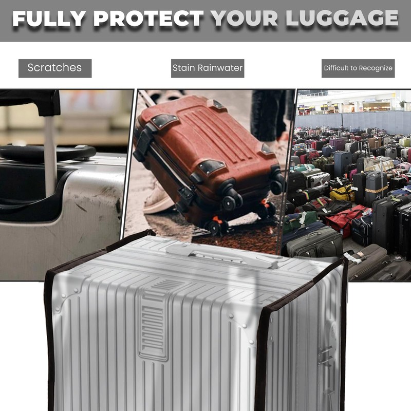 3 Pieces Clear PVC Suitcase Covers for Luggage, Waterproof Anti-scratch