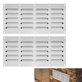 2 Pack Stainless Steel Venting Panel for Grill Accessory, 15" by 6-1/2" Stainless Steel Venting Panel for Masonry Fire Pits Fireplaces, Metal Vent Cover for Outdoor Kitchens