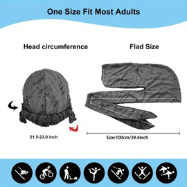3 Piece Silky Durags Long Tail Hat Pirate Wave Cap for Men Women Fanshion Doo Rag Broken Hip Hop Bandana Turban Headwear, Grey+white+pink, One Size