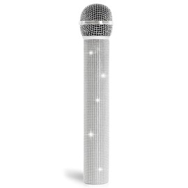 QIHPUSIEN Fake Microphone Prop Plastic Play Microphone Sparkly Glitter Bling Microphones for Halloween Cosplay Party