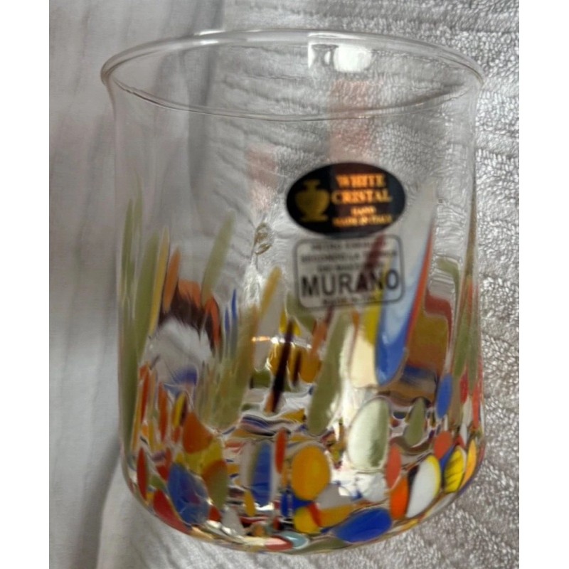 Murano NWT Murano Confetti Mosaic Glass Cup Yellow Splatter Spots