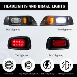 VPAHub EZGO TXT 1996-2013 LED Street Legal Light Kit 48V, LED Headlight, Taillight, Upgraded wiring harness, Deluxe turn signal switch, Horn, Steering wheel cover, Brake