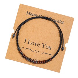 TUKNN Morse Code Bracelet, Friendship Bracelet, Friendship Bracelets, Couple Family Bracelet, Adjustable Jewellery Gift for Women and Girls, Gifts for Women, I Love You, Nylon