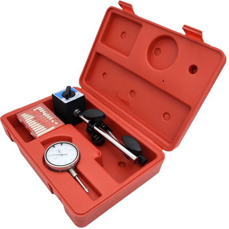 Dial Indicator with Magnetic Base, 0-1.0" Tester Gage, 0.001" Precision
