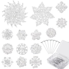 kilofly 14pc Bridal Rhinestone Crystal Flower Bouquet Corsage Wedding Brooch Pin