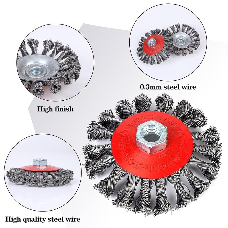 125 mm Wire Brushes for Angle Grinders, M14 125 mm