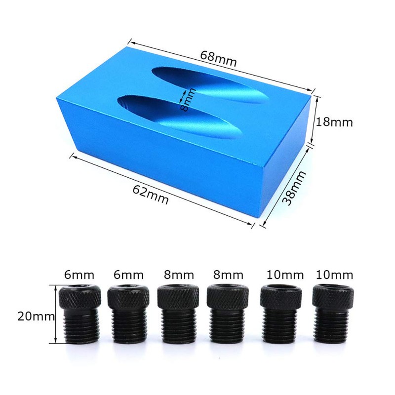 VOANZO 7PCS Set Pocket Hole Drill Guide, 15 Degrees Pocket