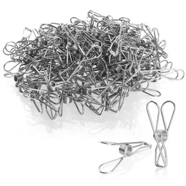 com-four® 100 x Metal Clothes Pegs - Durable Towel Clips Made of Rustproof Stainless Steel - Beach Towel Clips (Stainless Steel - Pack of 100)